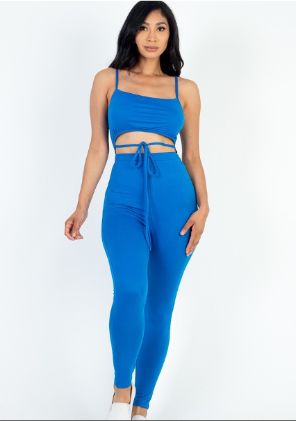 Cut It Out Jumpsuit-Blue