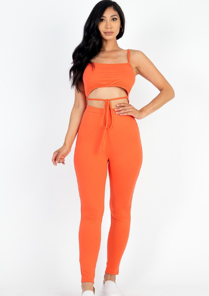 Cut It Out Jumpsuit-Orange